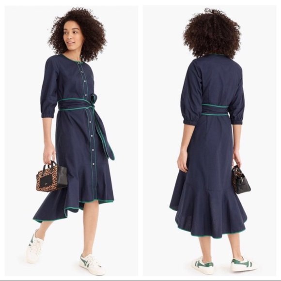 J.CREW New Cotton Poplin Dress ShirtDress Button Up Nautical Blue 10, 12 - Picture 4 of 12